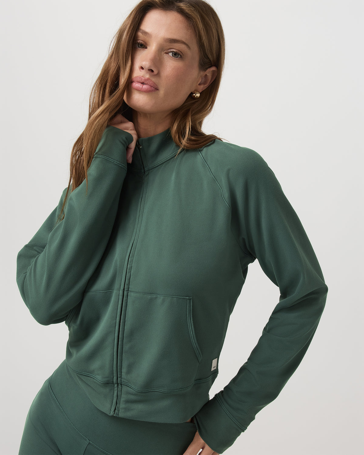 Women|New Vuori Halo Mini Track Jacket Women's Agate Green Cropped Zip-Up