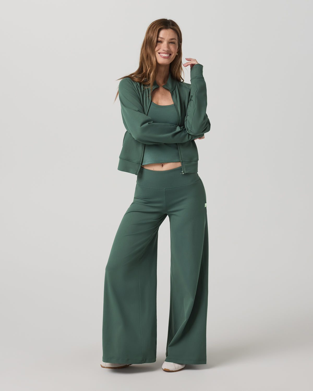 Women|New Vuori Halo Mini Track Jacket Women's Agate Green Cropped Zip-Up