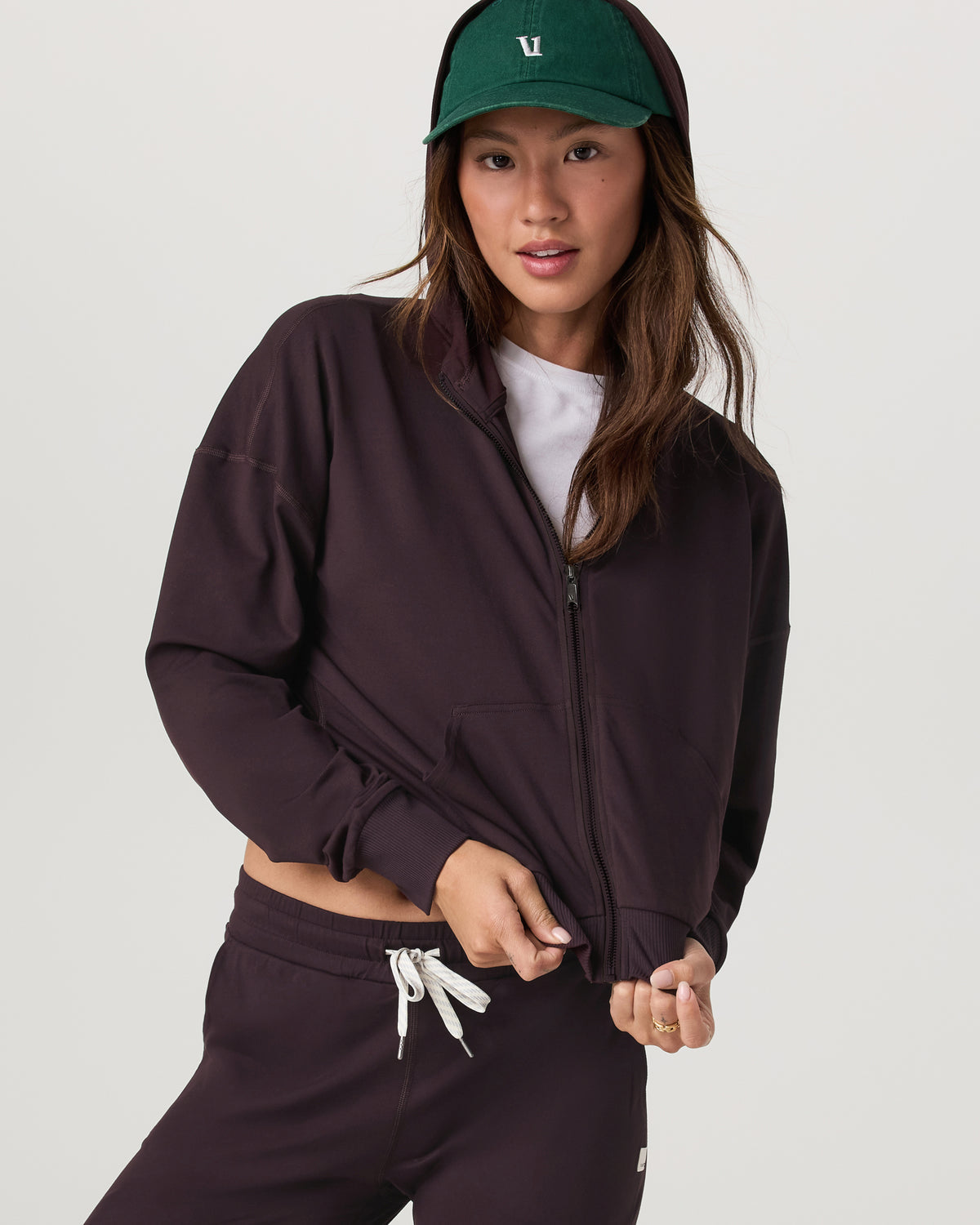 Women Vuori Halo Full Zip Hoodie Women's Raisin Hoodie