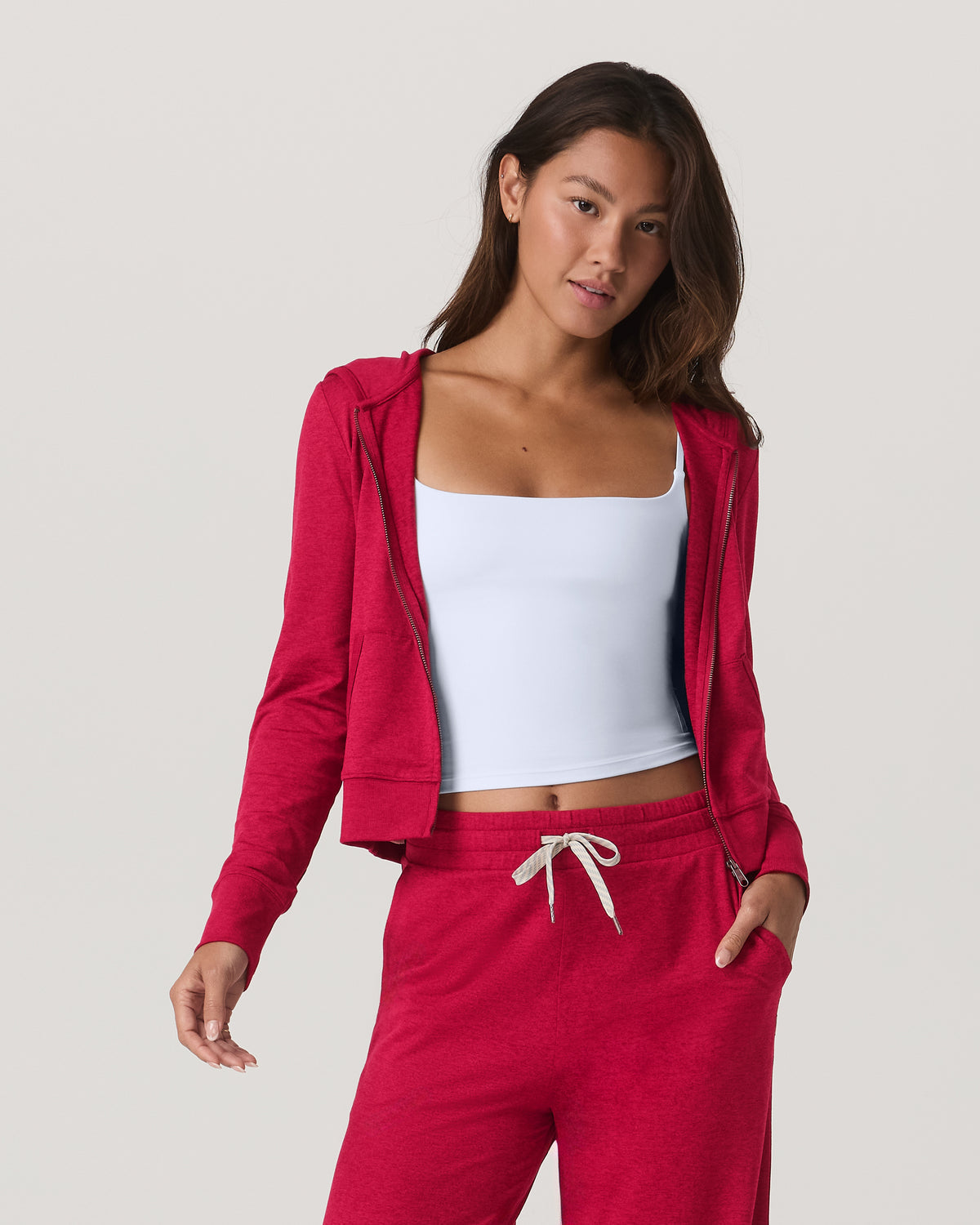 Women Vuori Halo Mini FZ Hoodie Women's Strawberry Heather Hoodie