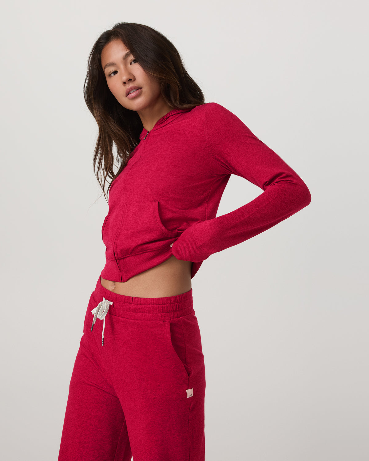 Women Vuori Halo Mini FZ Hoodie Women's Strawberry Heather Hoodie