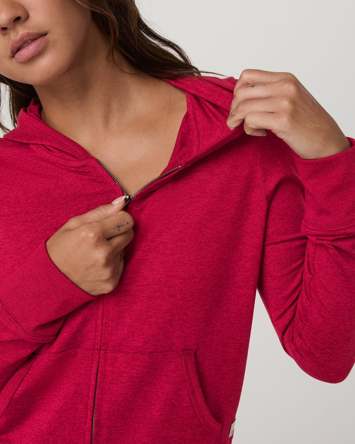 Women Vuori Halo Mini FZ Hoodie Women's Strawberry Heather Hoodie