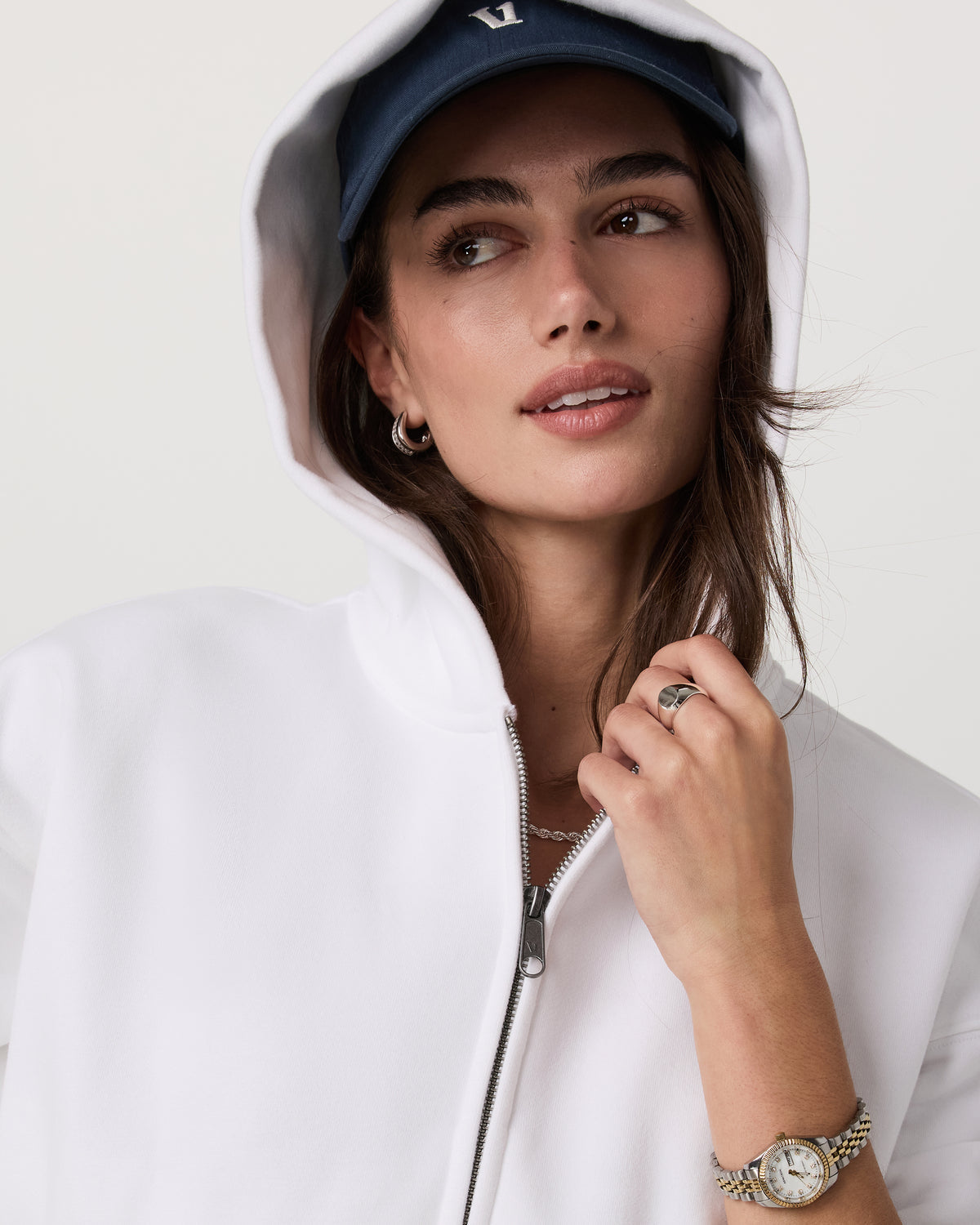 Women Vuori Restore Mini Full Zip Hoodie Women's White Jacket