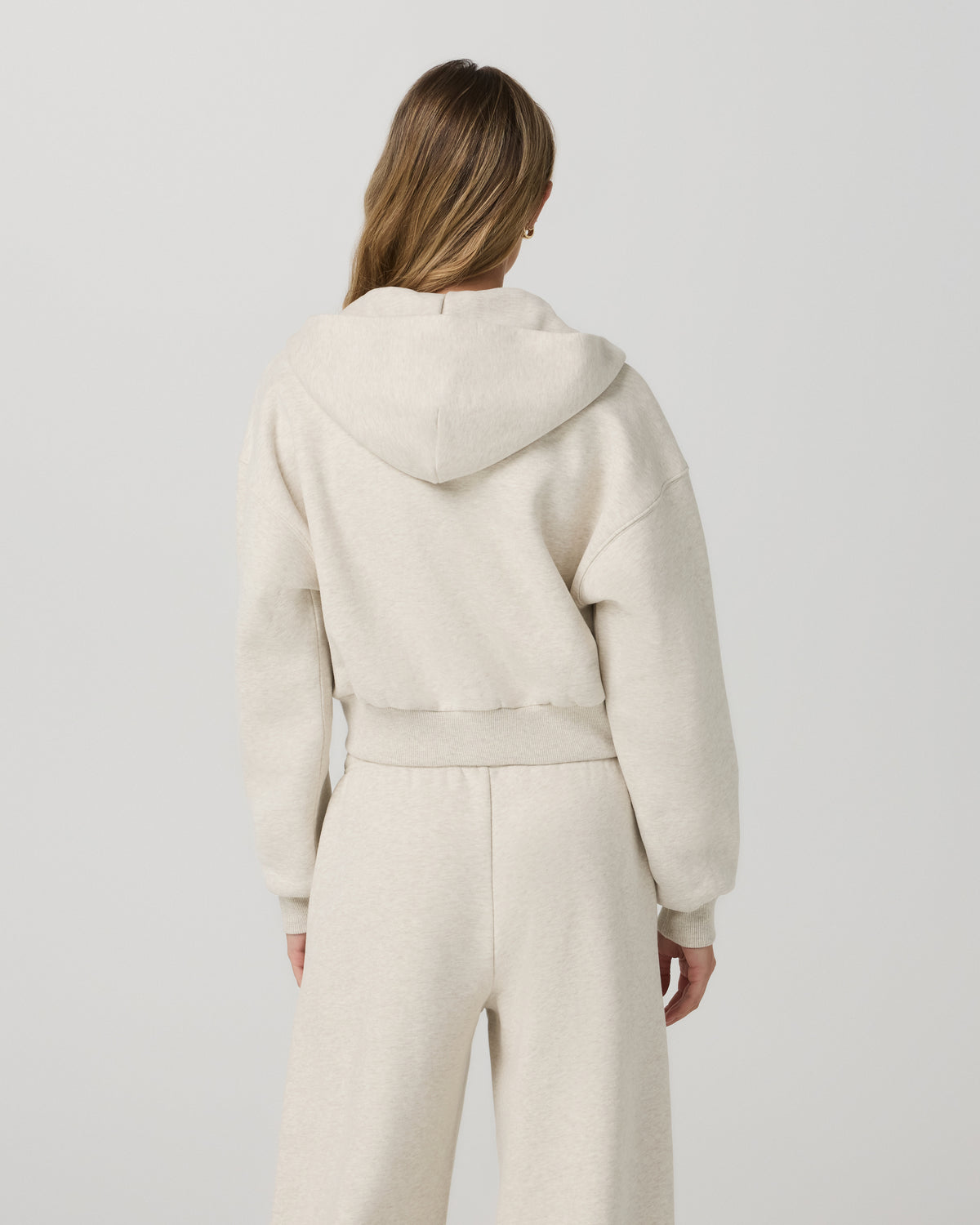 Women Vuori Restore Mini Full Zip Hoodie Bone Heather Jacket