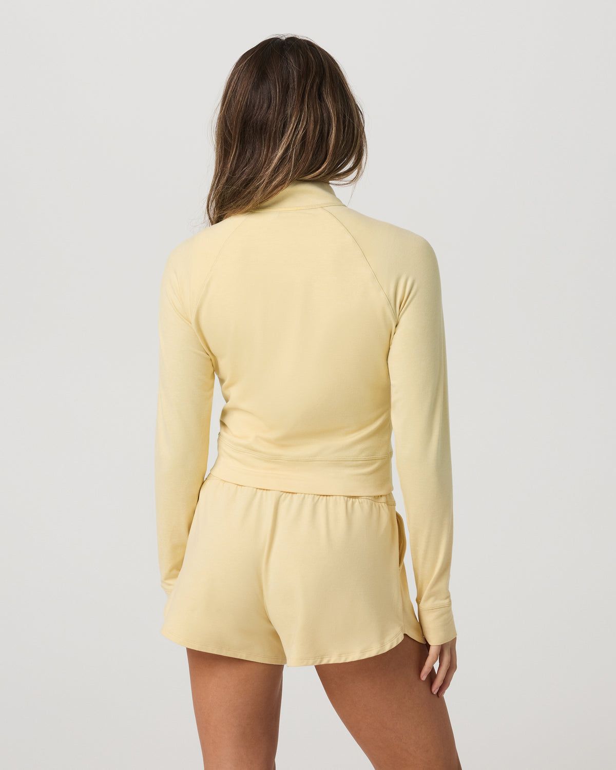 Women|New Vuori Halo Mini Track Jacket Lemon Snap Heather Cropped Zip-Up