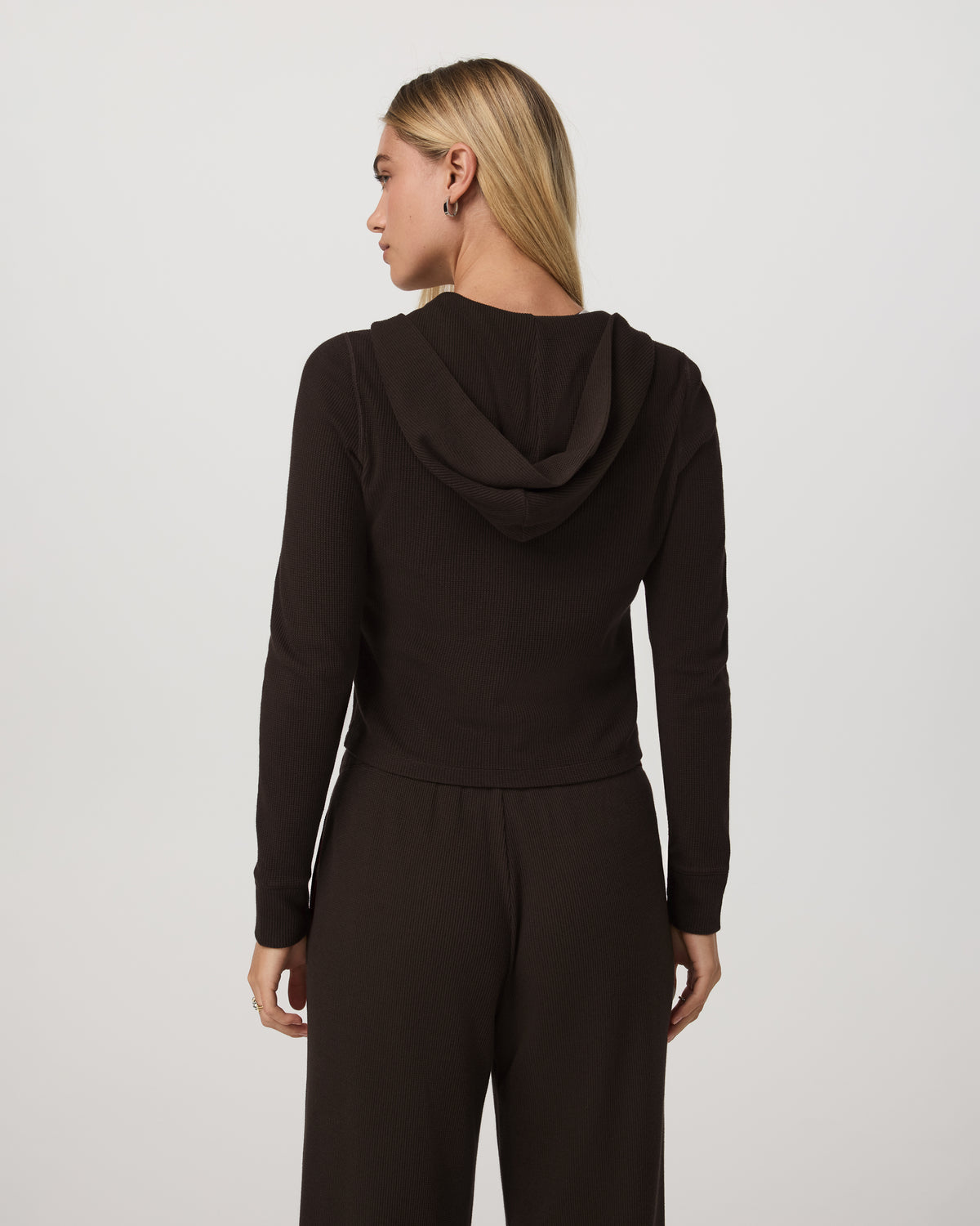 Women Vuori Waffle Full Zip Hoodie Women's Dark Java Hoodie