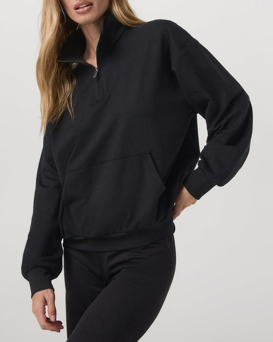 Women|New Vuori Granite Half Zip Black Heather Pullover Sweatshirt