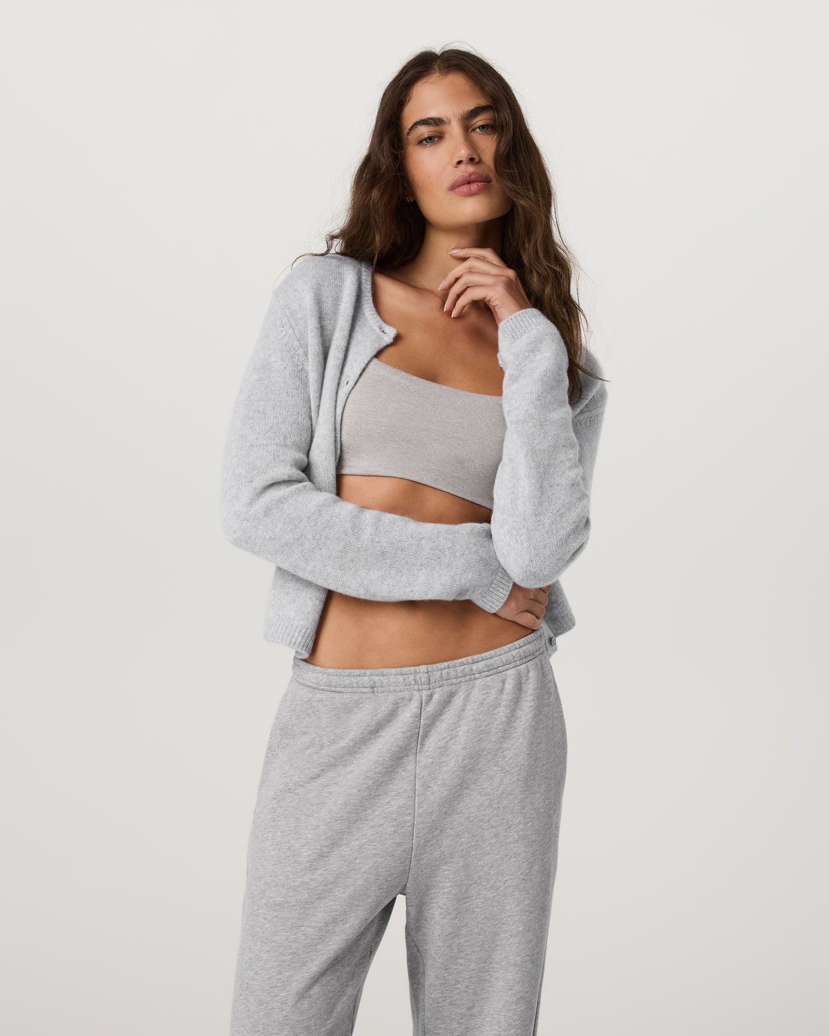 Women Vuori Émilie Cashmere Cardi Women's Pale Grey Heather