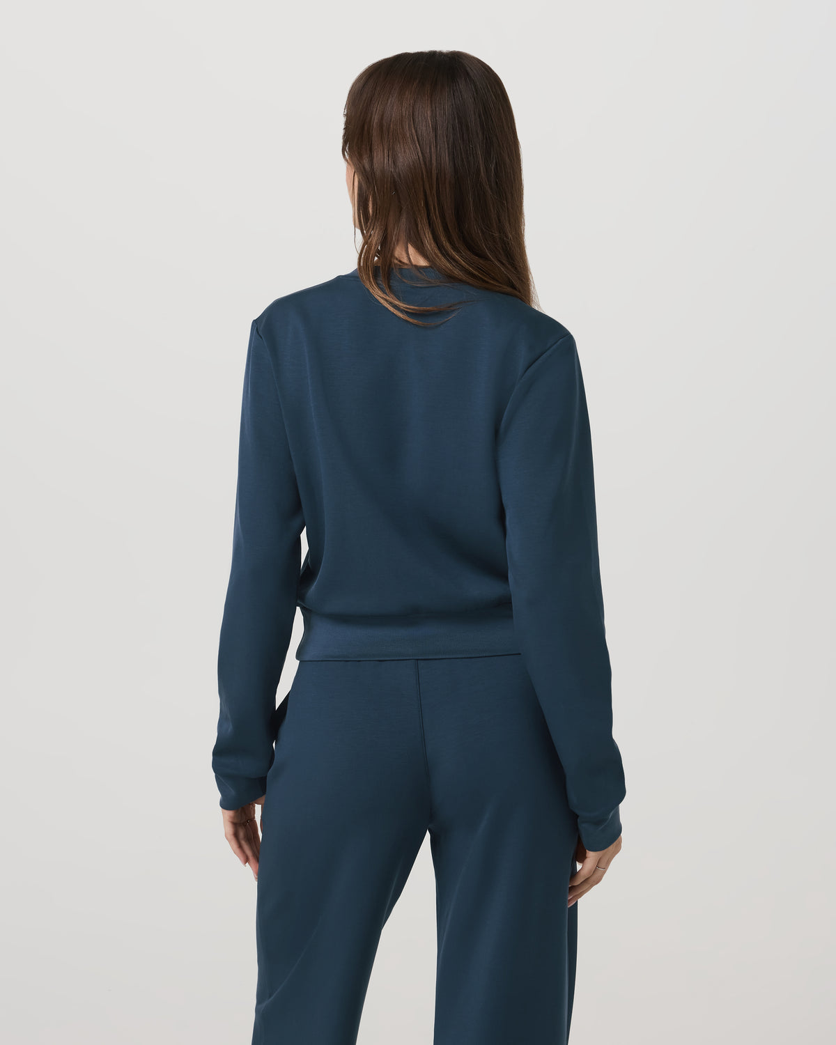 Women Vuori Compose Crew Ocean Blue Pullover Fleece Sweatshirt