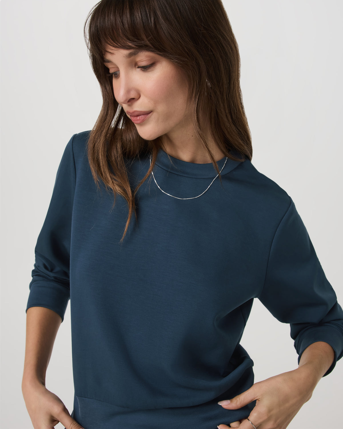 Women Vuori Compose Crew Ocean Blue Pullover Fleece Sweatshirt
