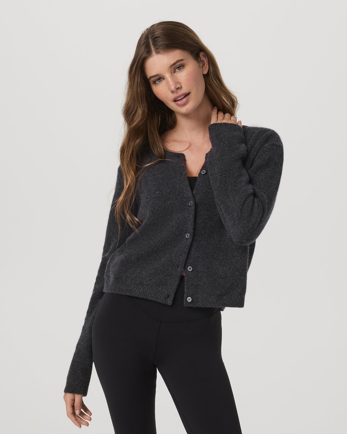 Women Vuori Émilie Cashmere Cardi Women's Charcoal Heather