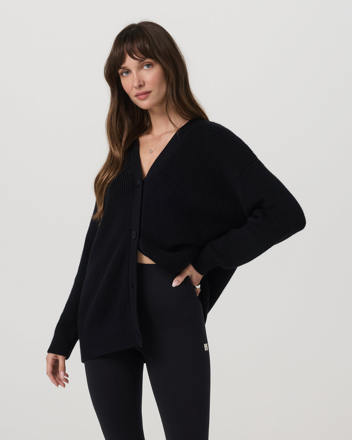 Women Vuori Alps Boyfriend Cardigan Women's Black Knit Sweater