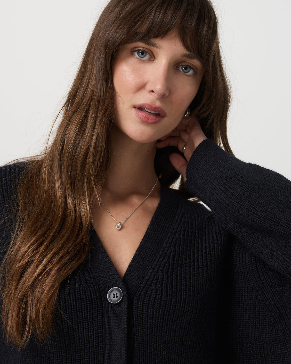 Women Vuori Alps Boyfriend Cardigan Women's Black Knit Sweater