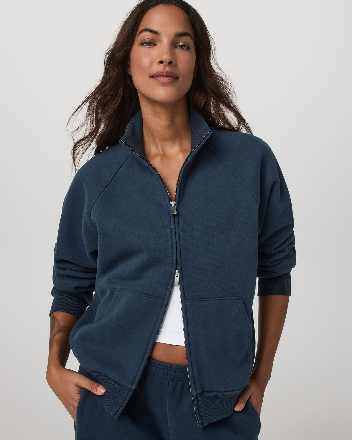 Women|New Vuori Restore Double Zip Sweatshirt Ocean Blue Full-Zip Fleece