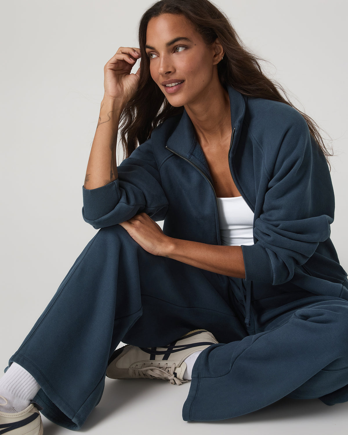 Women|New Vuori Restore Double Zip Sweatshirt Ocean Blue Full-Zip Fleece