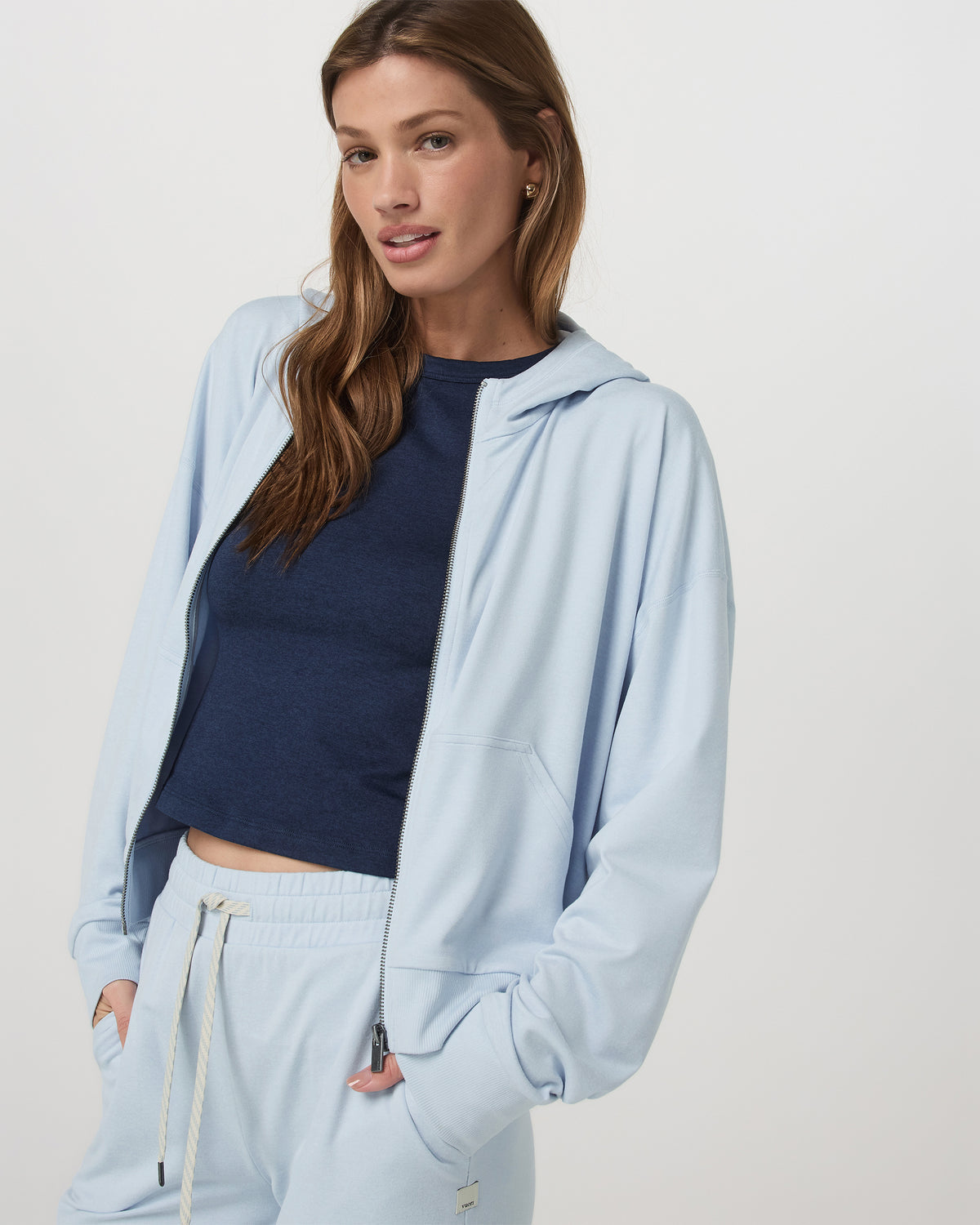 Women|New Vuori Women's Halo Modern Full Zip Hoodie Soft Sky Heather