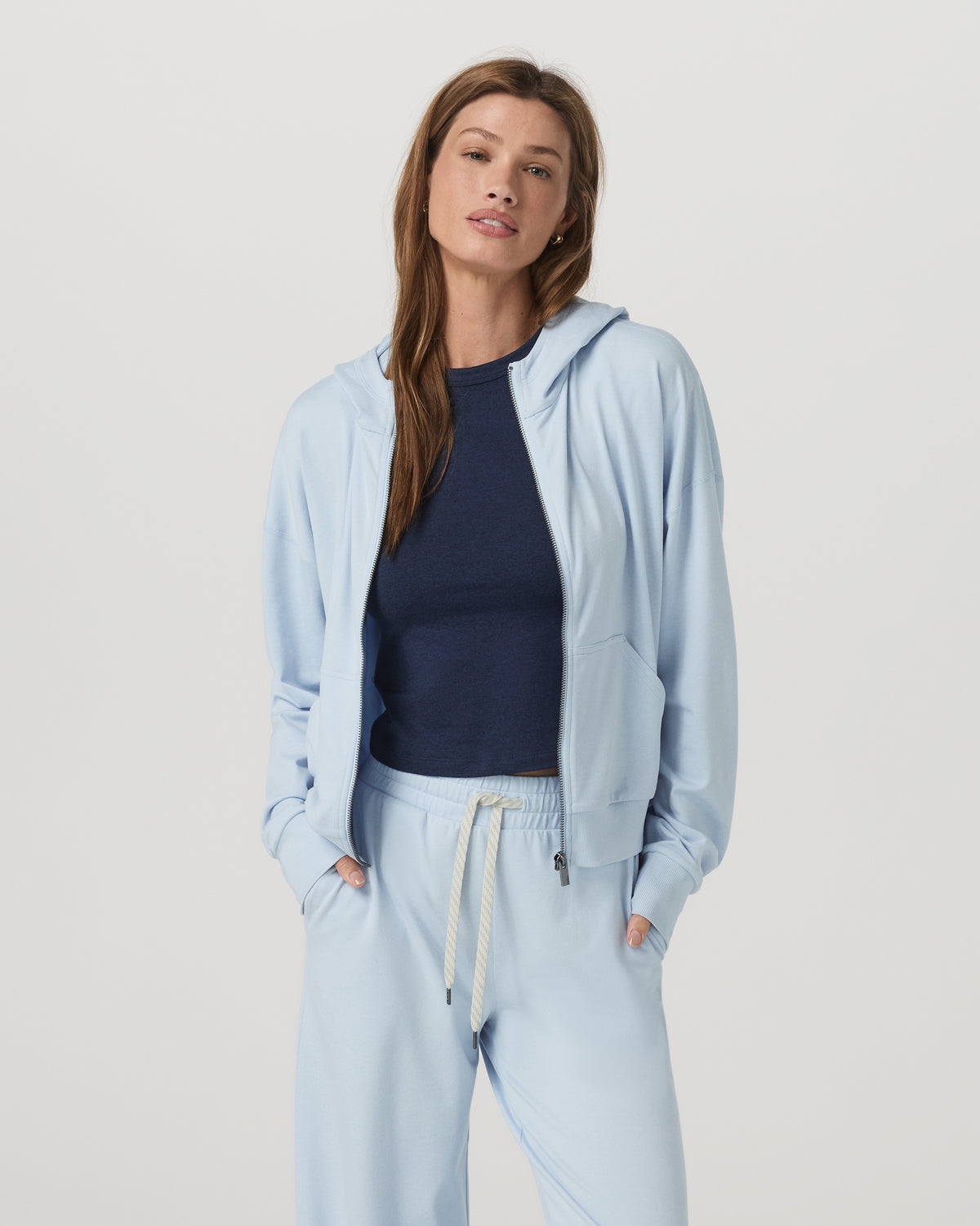 Women|New Vuori Women's Halo Modern Full Zip Hoodie Soft Sky Heather
