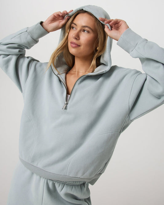 Women Vuori Restore Relaxed Half Zip Hoodie Blue Haze Jacket