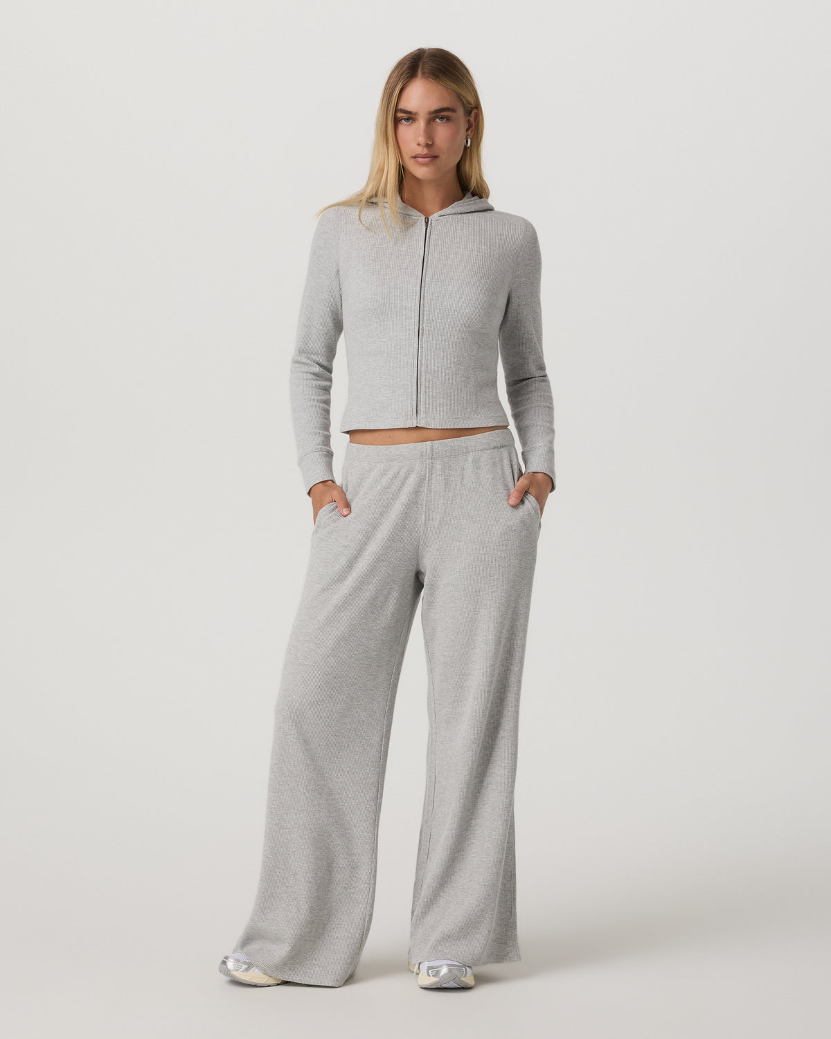Women Vuori Waffle Full Zip Hoodie Women's Light Grey Hoodie