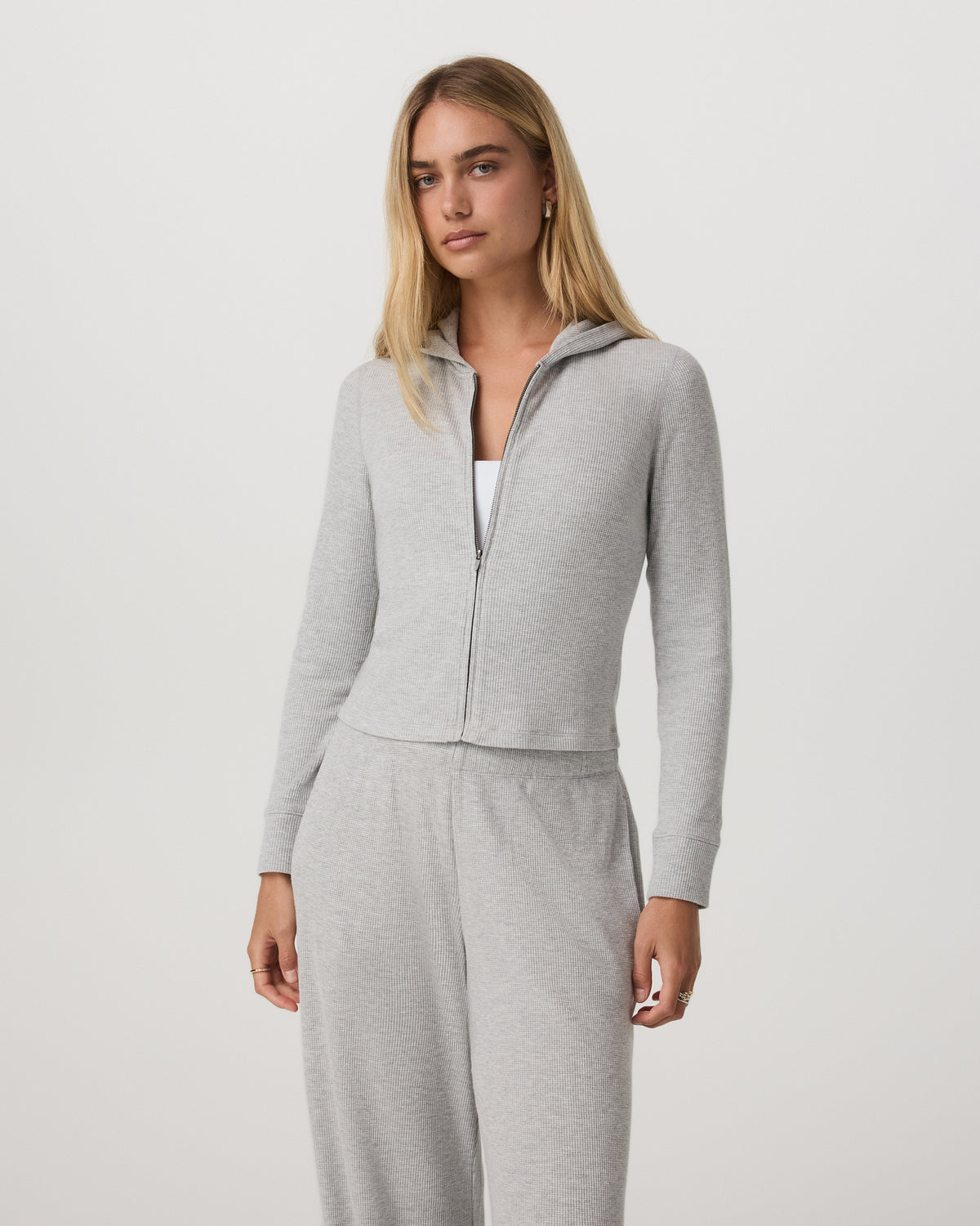 Women Vuori Waffle Full Zip Hoodie Women's Light Grey Hoodie