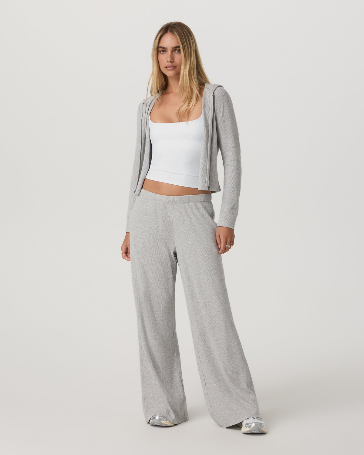 Women Vuori Waffle Full Zip Hoodie Women's Light Grey Hoodie