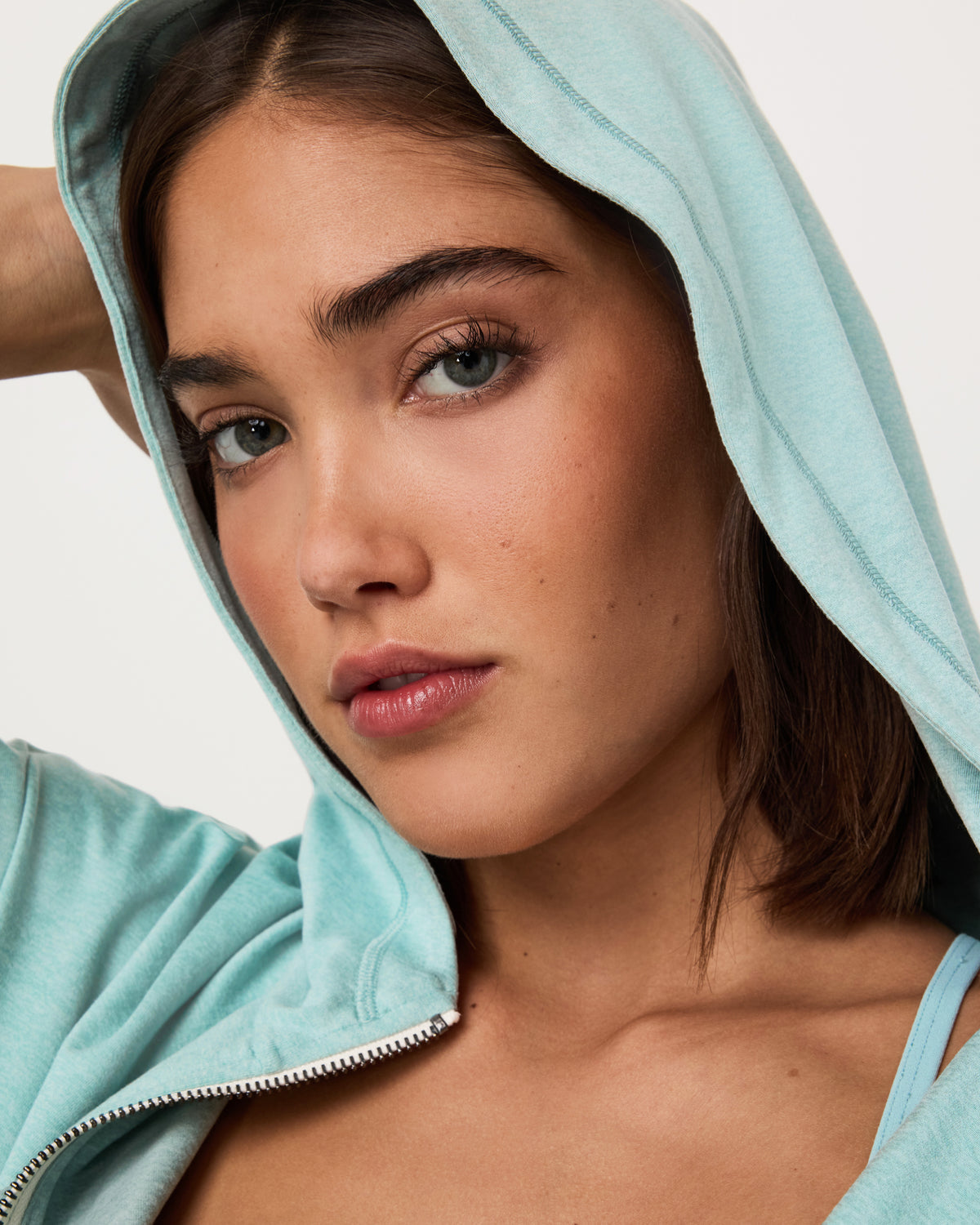 Women Vuori Halo Modern Full Zip Hoodie Sea Spray Heather
