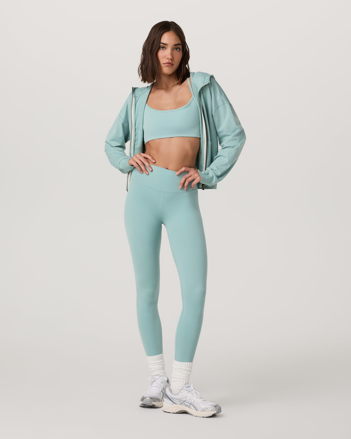 Women Vuori Halo Modern Full Zip Hoodie Sea Spray Heather