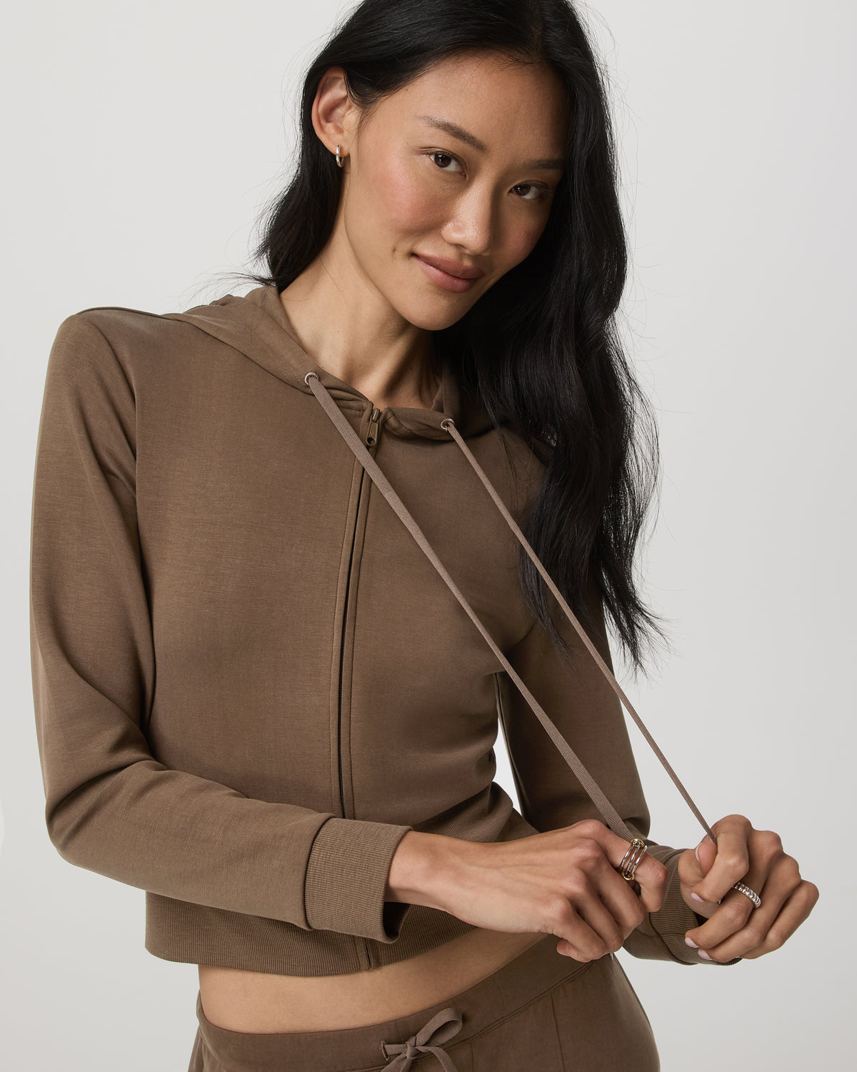 Women Vuori Compose Full Zip Hoodie Women's Espresso Zip-Up Jacket