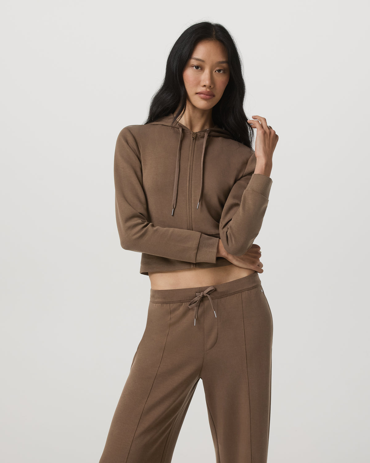 Women Vuori Compose Full Zip Hoodie Women's Espresso Zip-Up Jacket