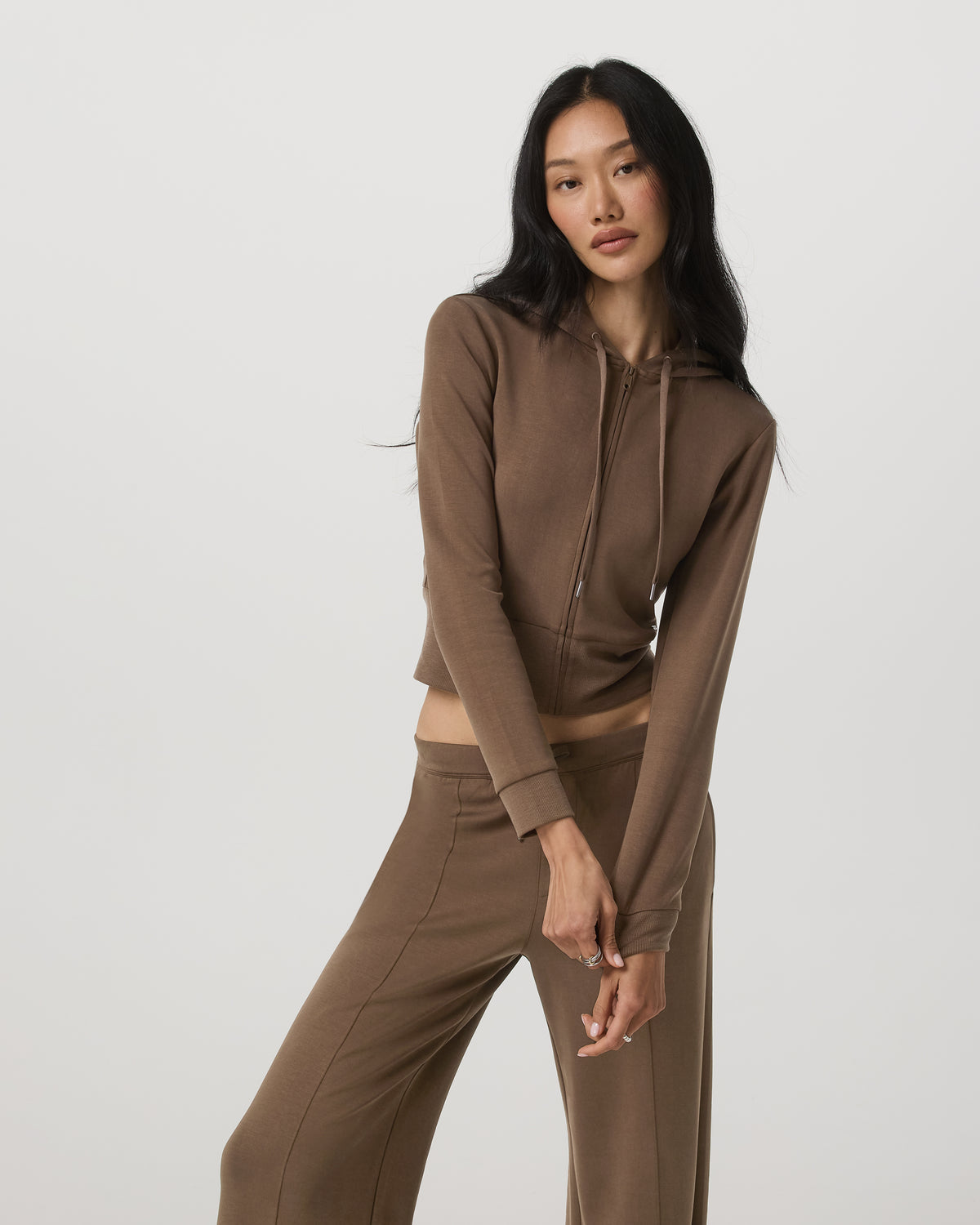 Women Vuori Compose Full Zip Hoodie Women's Espresso Zip-Up Jacket