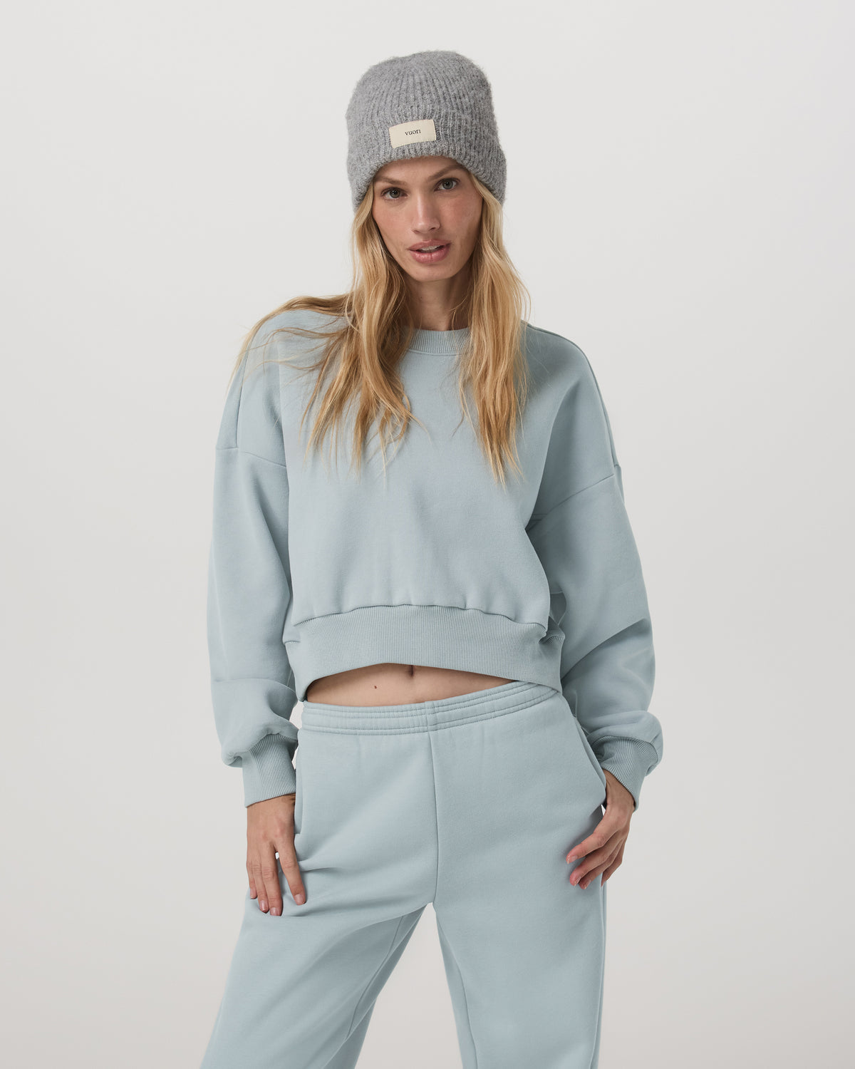 Women Vuori Restore Mini Crew Women's Blue Haze Crewneck