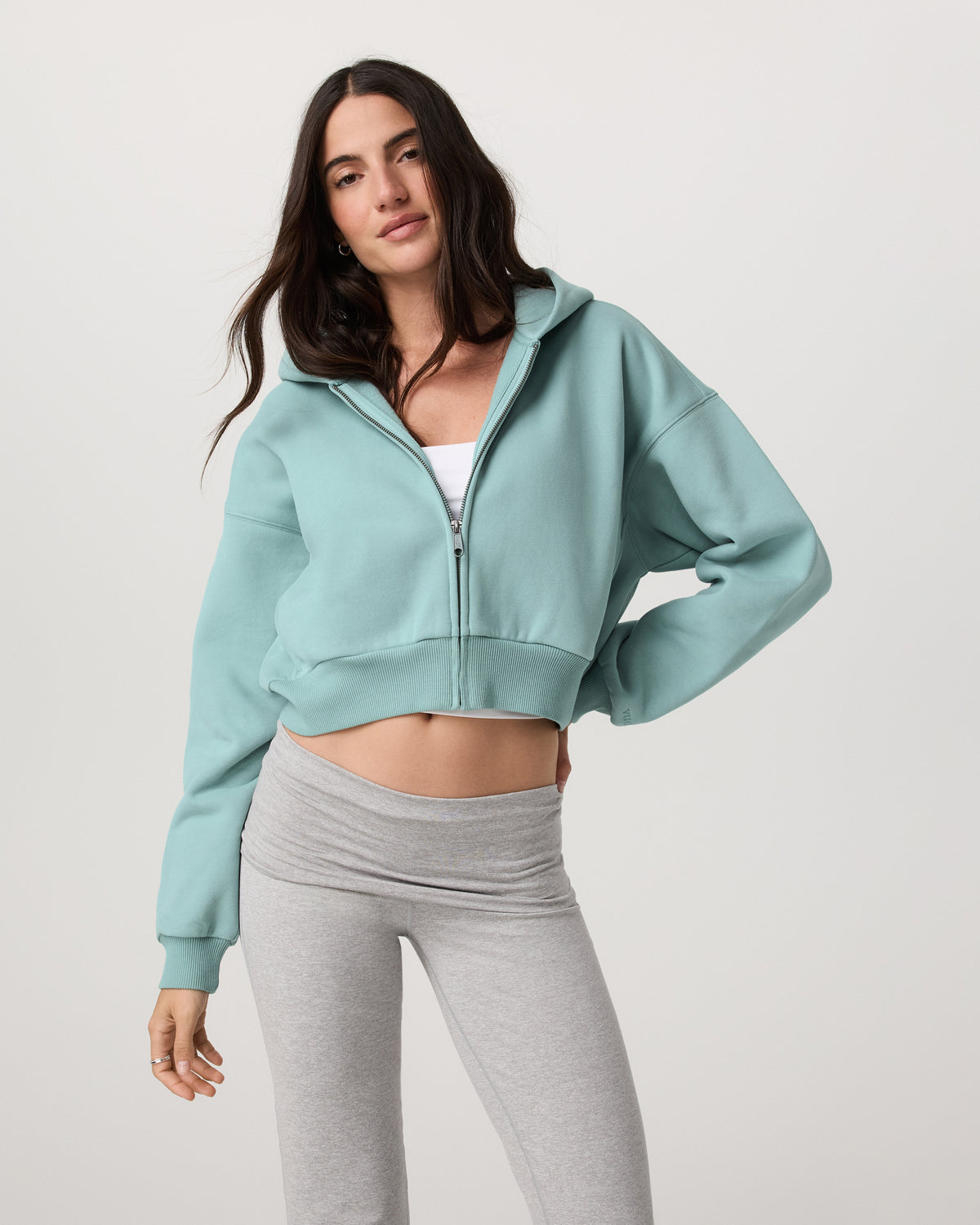 Women Vuori Restore Mini Full Zip Hoodie Women's Sea Spray Jacket