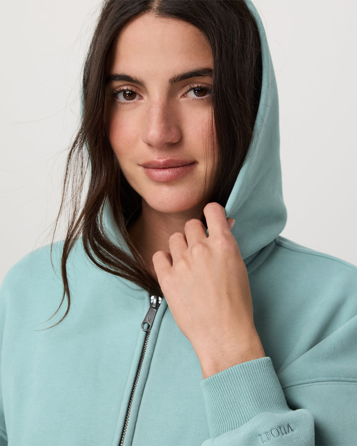 Women Vuori Restore Mini Full Zip Hoodie Women's Sea Spray Jacket