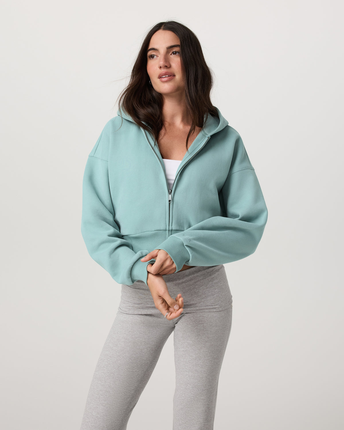 Women Vuori Restore Mini Full Zip Hoodie Women's Sea Spray Jacket