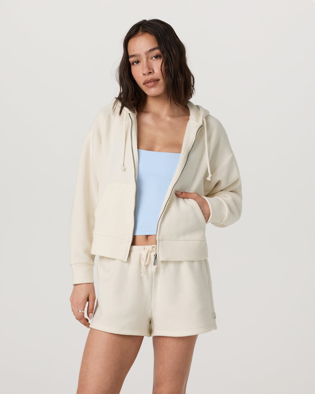 Women Vuori Beach Fleece Zip Up Women's Natural Full-Zip Hoodie