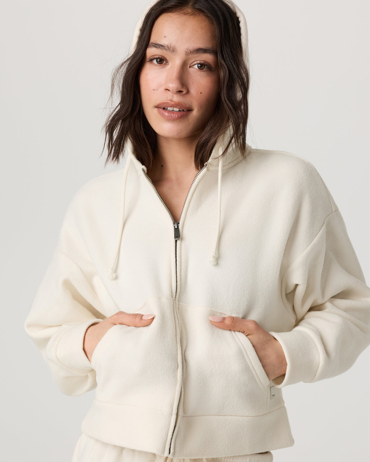 Women Vuori Beach Fleece Zip Up Women's Natural Full-Zip Hoodie