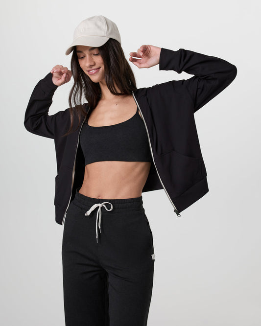 Women Vuori Halo Modern Full Zip Hoodie Solid Black