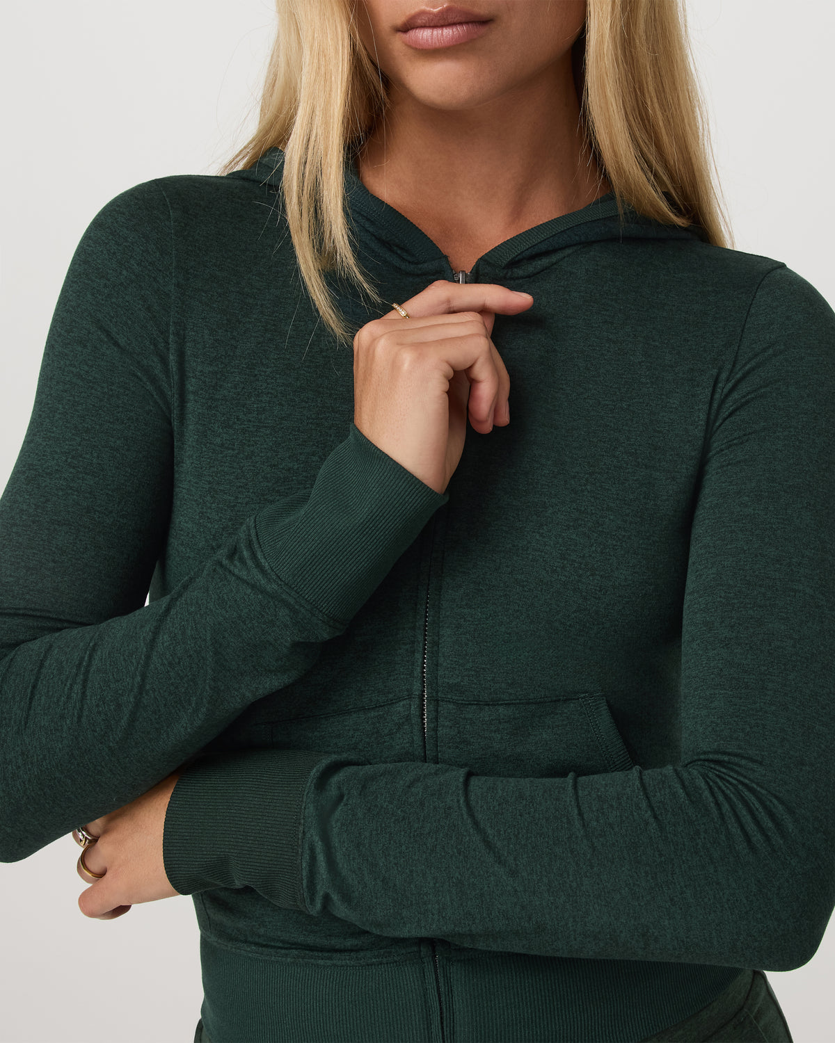 Women Vuori Halo Mini FZ Hoodie Women's Evergreen Heather Hoodie