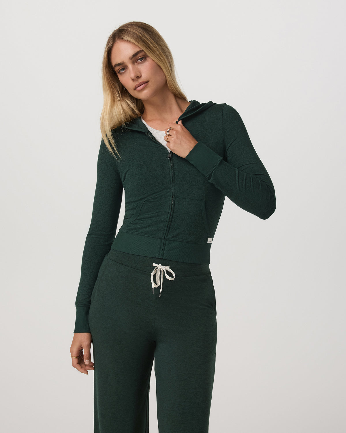 Women Vuori Halo Mini FZ Hoodie Women's Evergreen Heather Hoodie