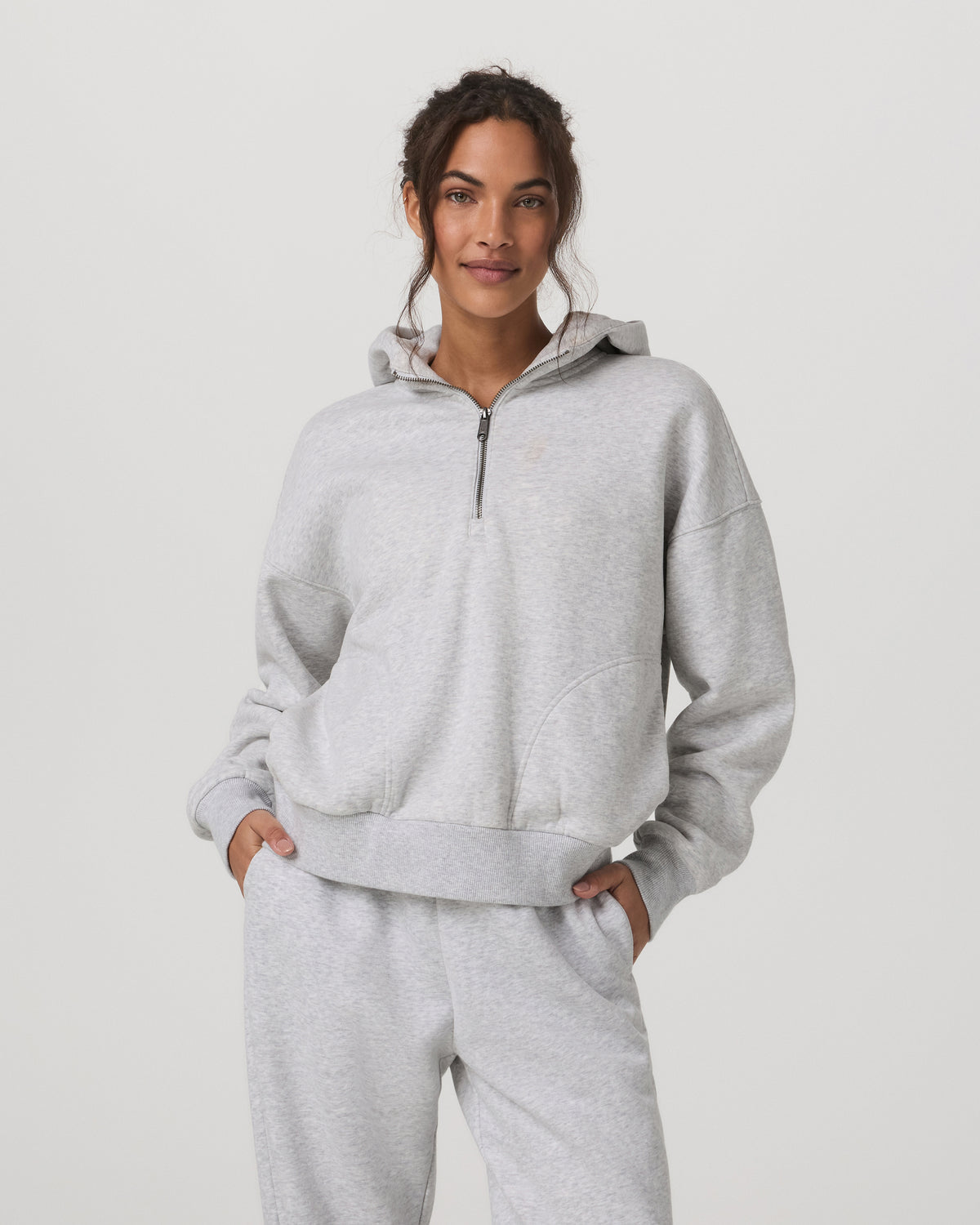 Women Vuori Restore Relaxed Half Zip Hoodie Pale Grey Jacket