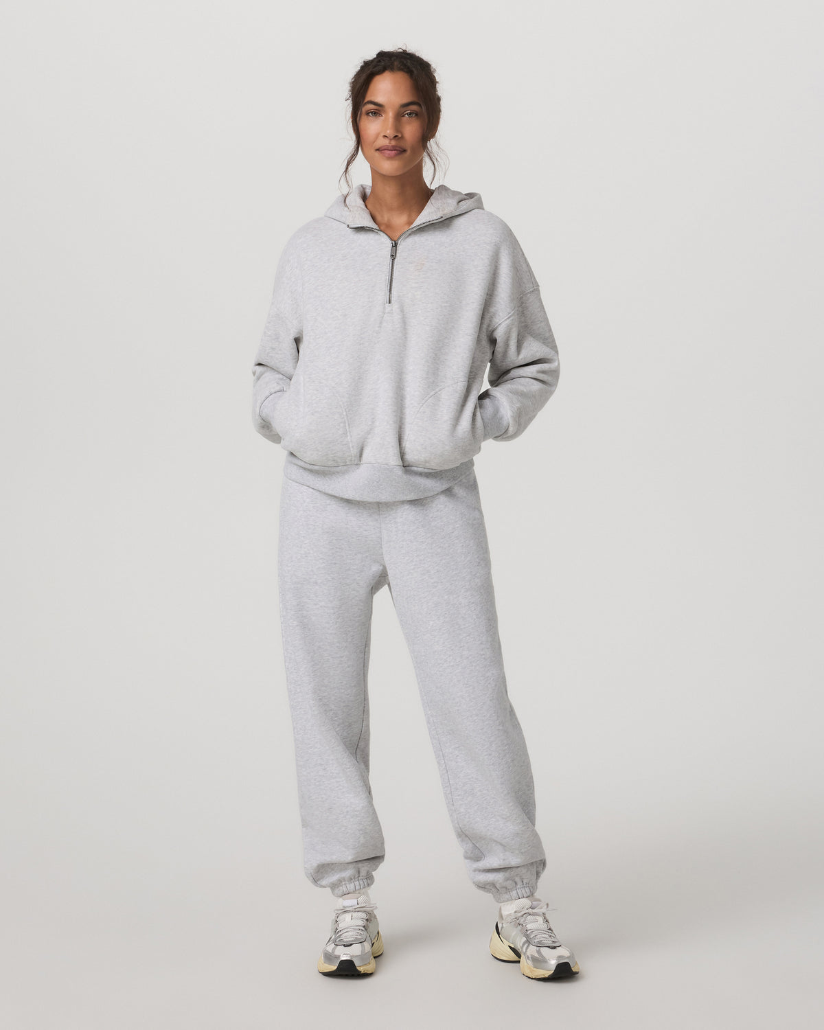 Women Vuori Restore Relaxed Half Zip Hoodie Pale Grey Jacket