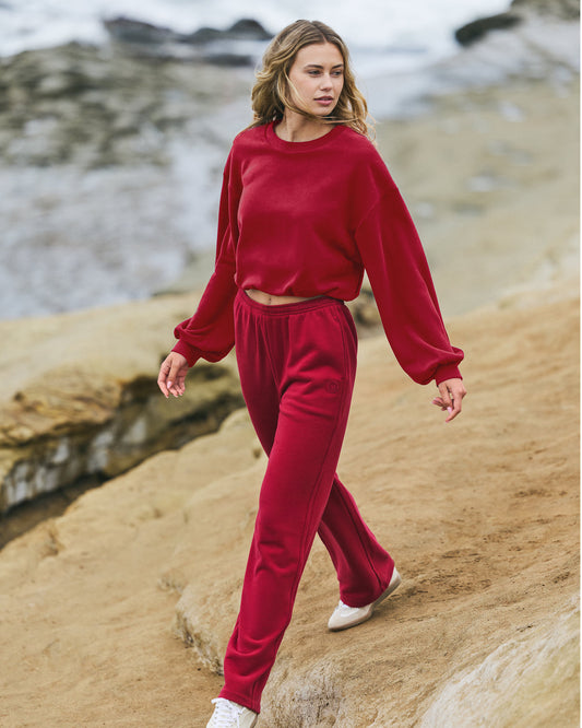 Women Vuori Sedona Bubble Crew Women's Strawberry Pullover Crewneck