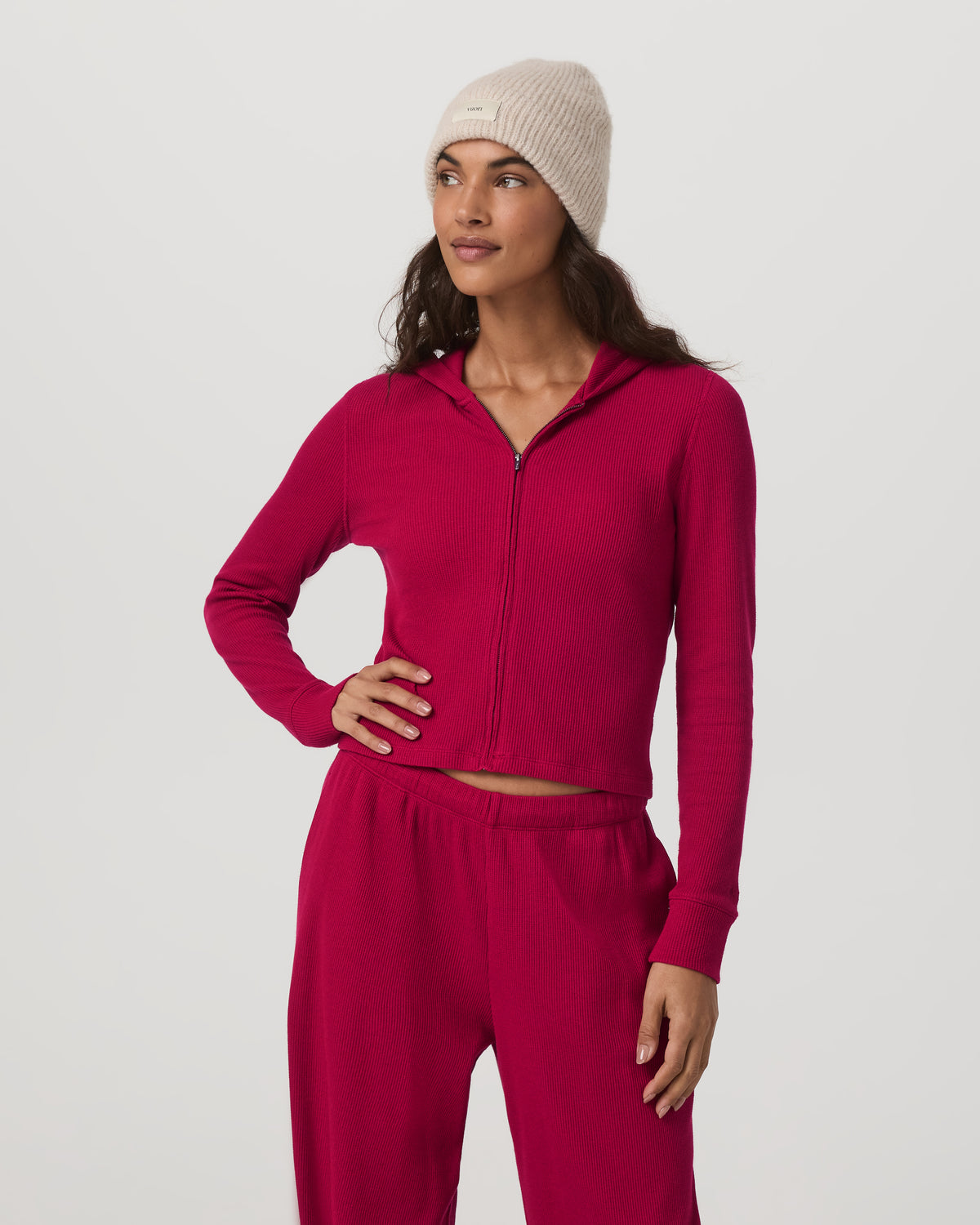 Women Vuori Waffle Full Zip Hoodie Women's Strawberry Hoodie