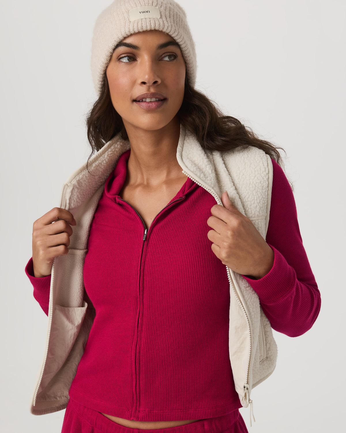 Women Vuori Waffle Full Zip Hoodie Women's Strawberry Hoodie