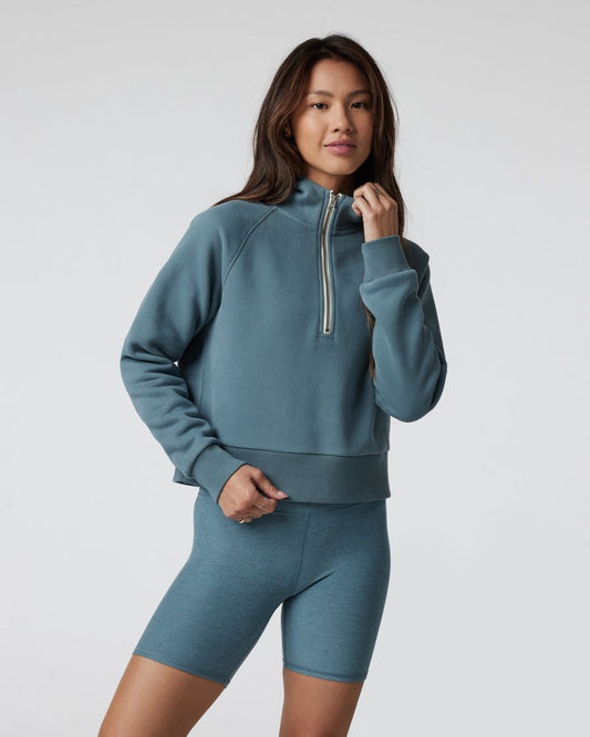 Women Vuori Restore Half Zip Hoodie Women's Smoke Blue Hoodie