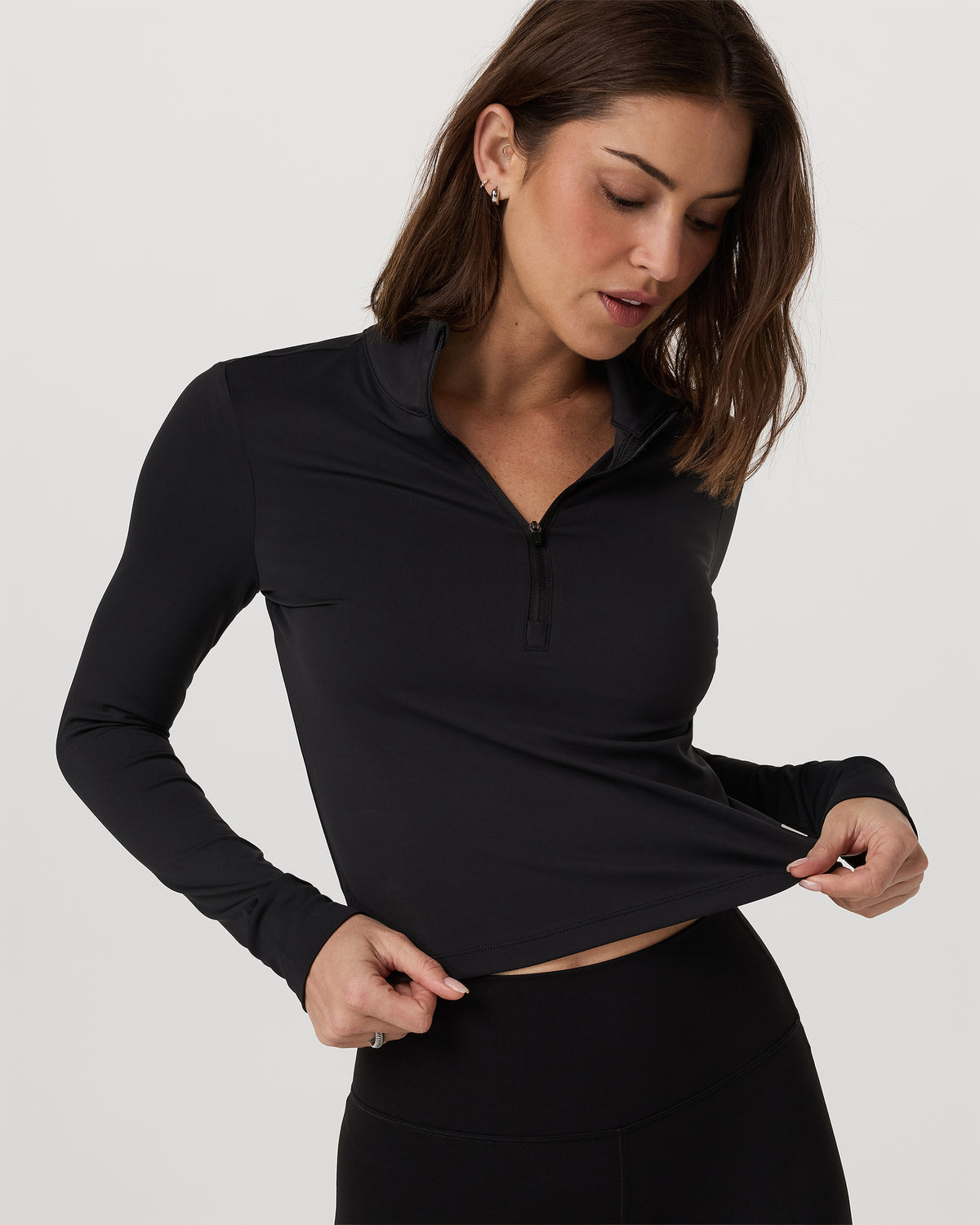 Women Vuori Studio Half Zip Women's Black Workout Jacket