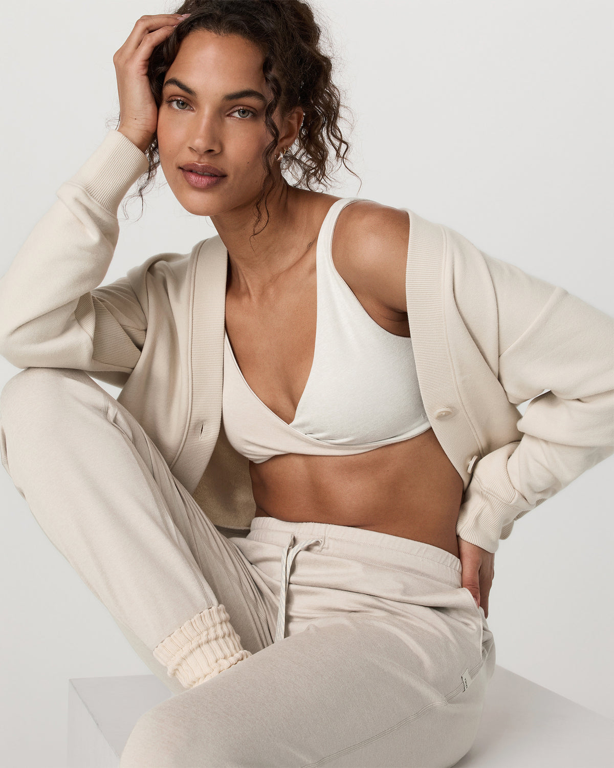 Women Vuori Sedona Cardigan Women's Bone Button-Down Sweater