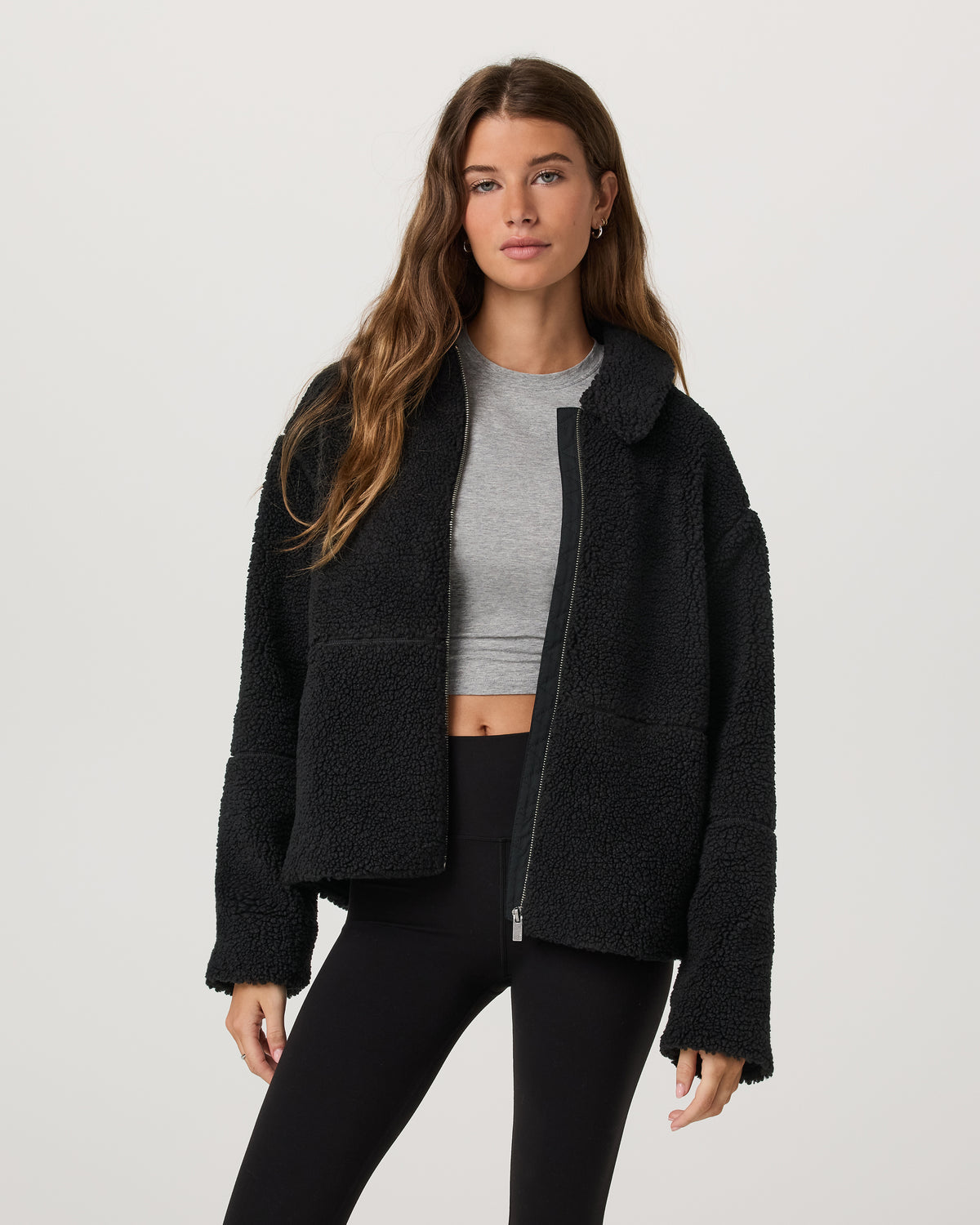 Women Vuori Lou Full Zip Jacket Women's Black Fleece Jacket