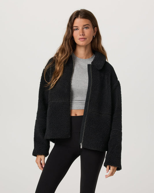 Women Vuori Lou Full Zip Jacket Women's Black Fleece Jacket