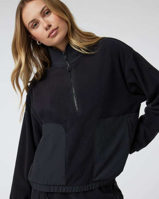Women Vuori Women's Aspen Half Zip Black Fleece Pullover